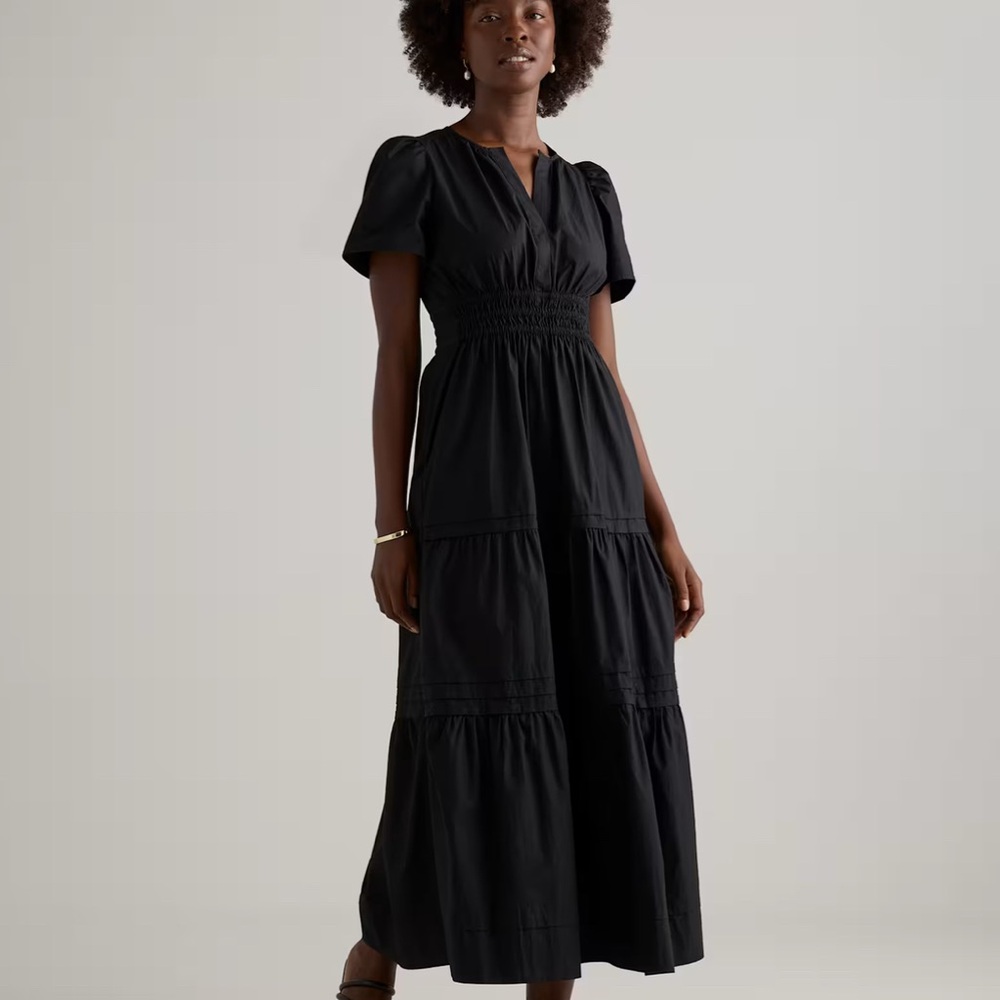 Quince Organic Cotton Poplin Tiered Maxi Dress NWT